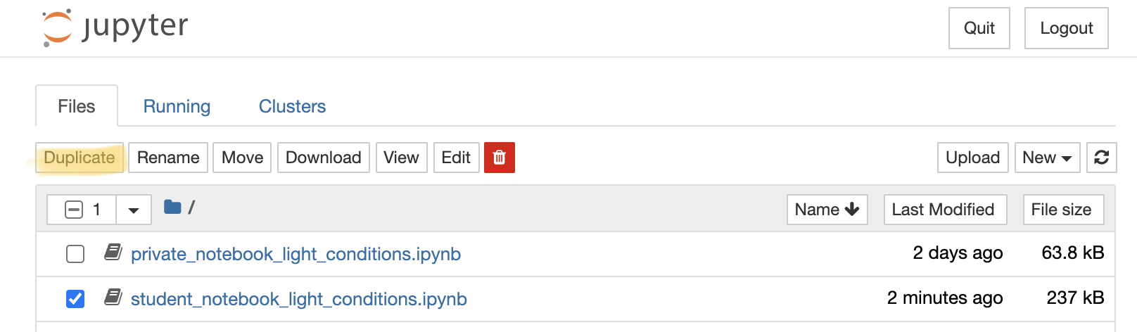 Figure 1. Duplicate a Jupyter notebook